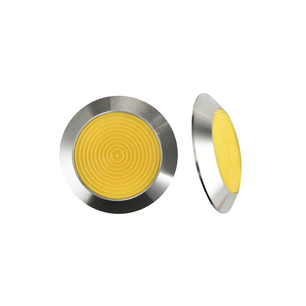 Pernos indicadores táctiles de acero inoxidable con inserto de PU amarillo/negro RY-DS156