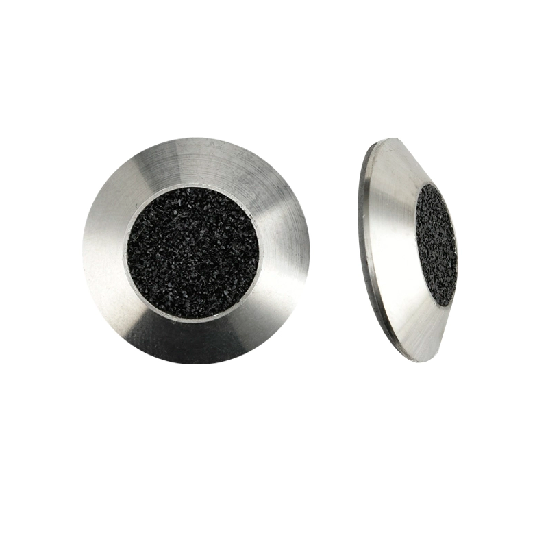 Clavos de pavimentaci&oacute;n con indicador t&aacute;ctil de acero inoxidable de 25 mm con carborundo negro